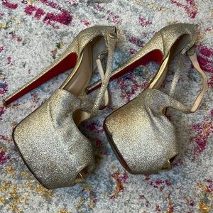 Louboutin gold glitter platform 38.5